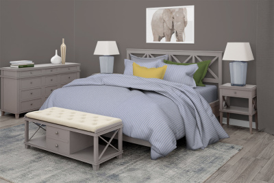 Бязь набивная 150 Ив 120 г/м2 Серая полоса - изображение