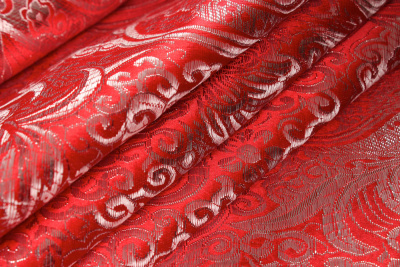 Парча-металлик 1816 огурцы Красный с серебром - изображение