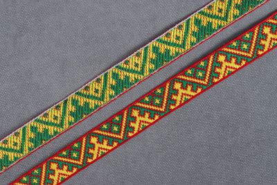 Лента 17мм жаккардовая 9828 Красный/Желтый/Зеленый - изображение