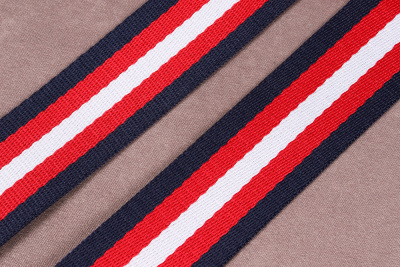 Лента ременная 38мм стропа полоса Т.Синий/Красный/Белый - изображение
