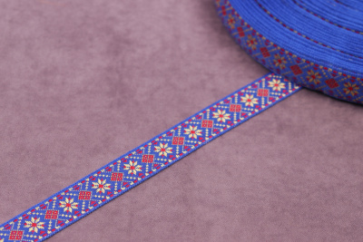 Лента 16мм жаккардовая 9369 Синий/красный/желтый - изображение