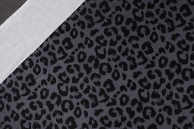 Трикотаж лапша Леопард Черный/серый - изображение