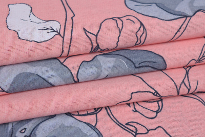 Бязь набивная 220 Ив 120 г/м.кв Сакура на пудровом - изображение