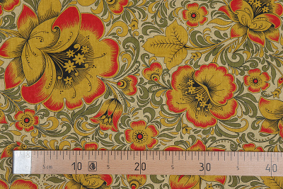 Бязь-универсал П13-150 ИВ Хохлома на желтом - изображение