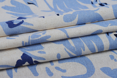 Лен принт 10011 Абстракция Молочный/голубой - изображение