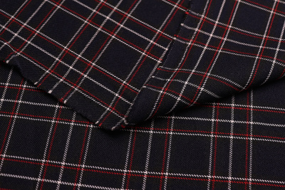 Клетка костюмная 24379 230 гр/м.кв. Т.синий/белый/красный - изображение