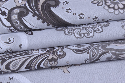 Поплин набивной 220 115гр/м.кв. Бордюр Огурцы на сером - изображение