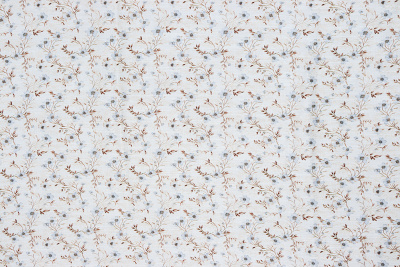 Муслин 40521 Цветы пыльно-голубой/коричневый - изображение