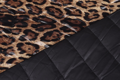 Стежка курточная сендвич 150 гр/м.кв. Леопард коричневый/черный - изображение