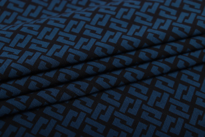 Кулирная гладь с лайкрой Синий/черный - изображение