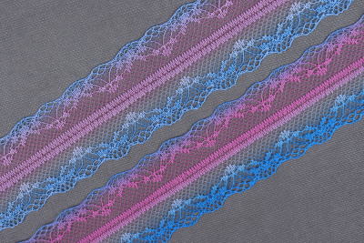 Кружево 42мм капроновое градиент Голубой/Розовый - изображение