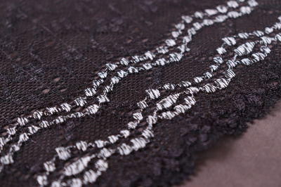 Кружево 180мм эластичное Черный/серый - изображение
