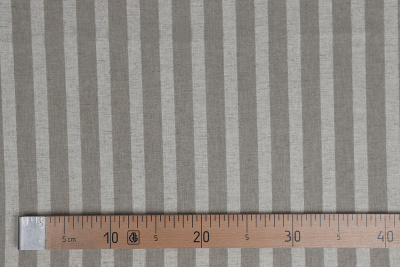 Лен набивной П-25 150 ИВ Коричневые полосы на бежевом - изображение