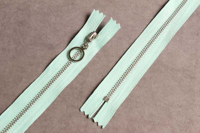 Молния декоративная с кольцом 20см металл Мятный/никель - изображение