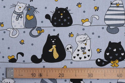 Бязь набивная 150 Ив 120 гр/м.кв. Коты - изображение