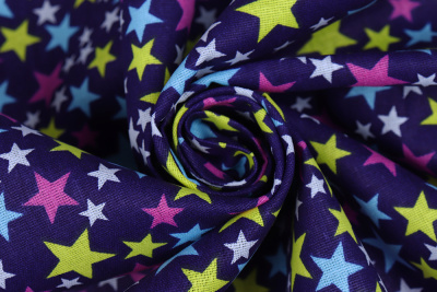 Бязь набивная 262 Ив 122 гр/м о/м Звезды на синем - изображение