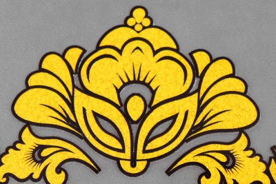 Термотрансфер 115*45мм Хохлома с вензелями Золото - изображение