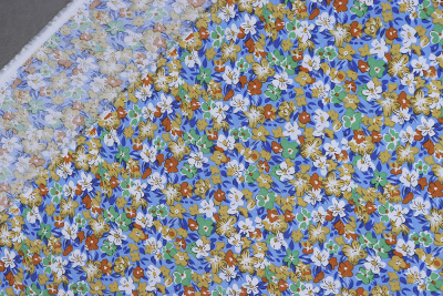 Штапель набивной ANNA 121473 Цветы на голубом - изображение