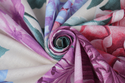 Бязь набивная 220 Ив 120 г/м.кв Букет на бежевом - изображение