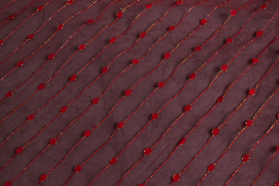 Сетка вышивка металлик 15309 Красный/золото - изображение