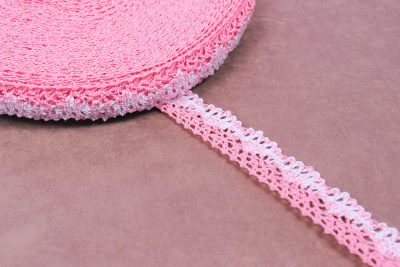 Кружево Мережка 28мм Розовый/белый - изображение