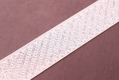 Лента 30мм жаккардовая 9814 Серебро/Белый - изображение