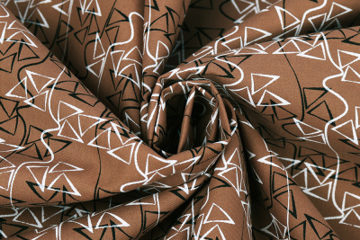 Батист 8076/04 90гр/м.кв. Геометрия на коричневом - изображение