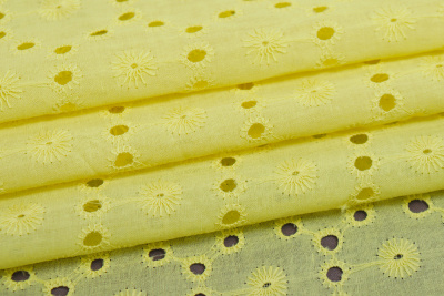 Хлопок вышивка Желтый - изображение