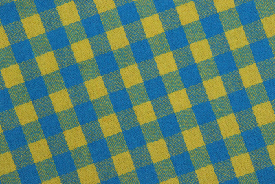 Лен 1454 клетка Желтый/бирюзовый - изображение