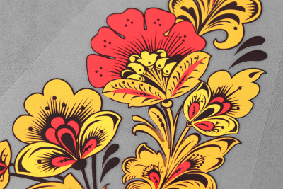 Термотрансфер 150*300мм Угол левый  Хохлома цветы - изображение