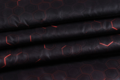 Стежка курточная сендвич Соты т.коричневый/коралловый - изображение