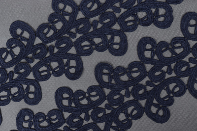 Кружево гипюр 90мм Ажурное АРТ.3070 Т.Синий - изображение