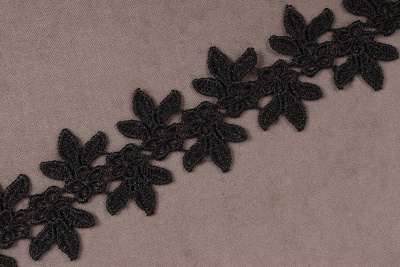 Кружево гипюр 35мм Ажурное АРТ.2045 Черный - изображение