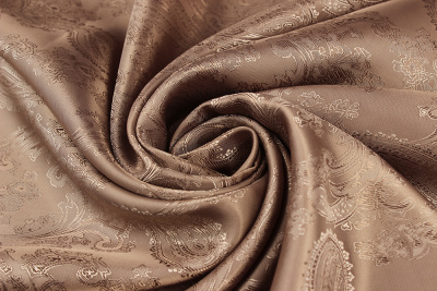 Подклад вискоза-жаккард Огурцы Т-528 Кофе с молоком - изображение