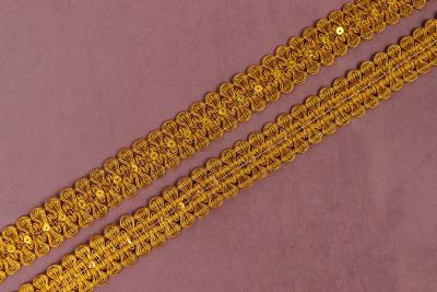 Тесьма металлизированная 30мм с пайетками Золото - изображение