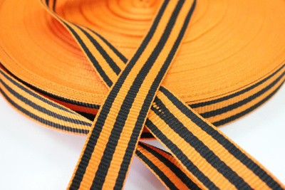 Лента прикладная Георгиевская 24мм Оранжевый/чёрный - изображение