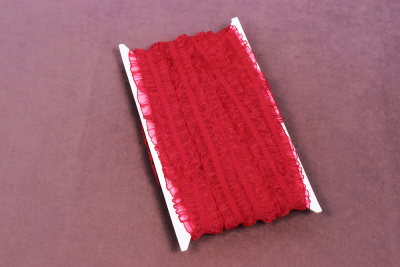 Резинка-рюша 25мм двухстороняя Т.красный - изображение