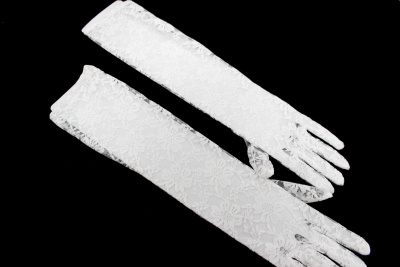 Перчатки длинные 45см гипюр Белый - изображение