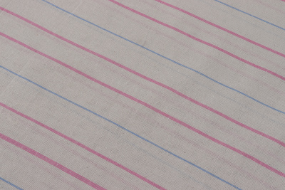 Тик матрацный 17ХЮ-302 Томна Розово-синяя полоска на молочном - изображение