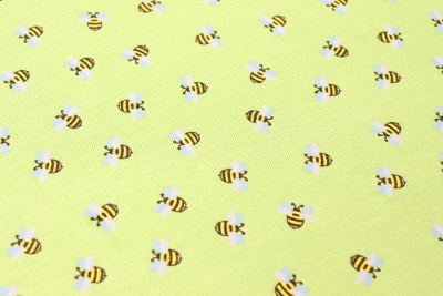 Рогожка набивная Пчелки на св.зеленом - изображение