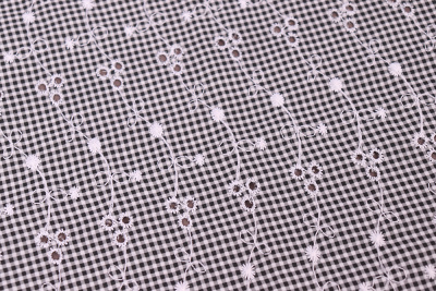 Батист-вышивка 16309 Клетка Белый/черный - изображение