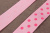 Репсовая лента с рисунком 25мм Розовый горошек на розовом